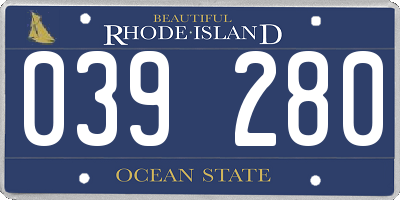 RI license plate 039280