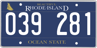 RI license plate 039281