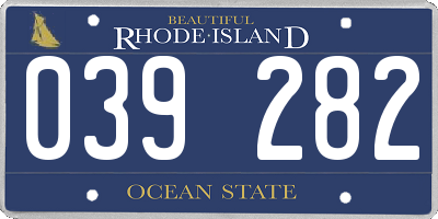 RI license plate 039282