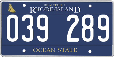 RI license plate 039289