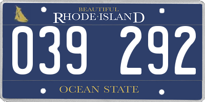 RI license plate 039292