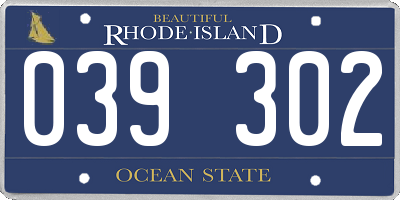 RI license plate 039302