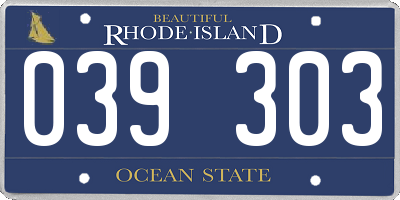 RI license plate 039303