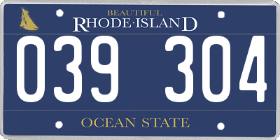 RI license plate 039304
