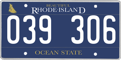 RI license plate 039306