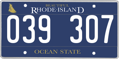 RI license plate 039307