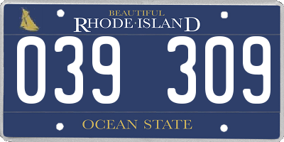 RI license plate 039309