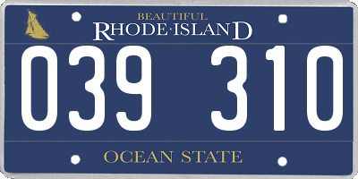 RI license plate 039310