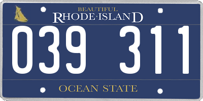 RI license plate 039311