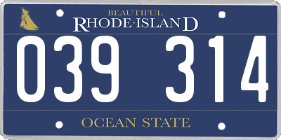 RI license plate 039314