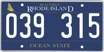 RI license plate 039315