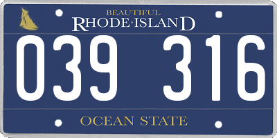RI license plate 039316