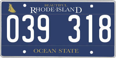 RI license plate 039318
