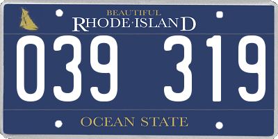 RI license plate 039319