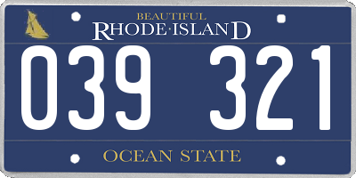 RI license plate 039321