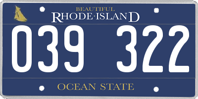 RI license plate 039322