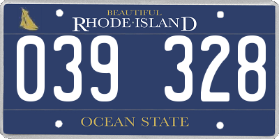 RI license plate 039328