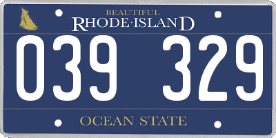 RI license plate 039329