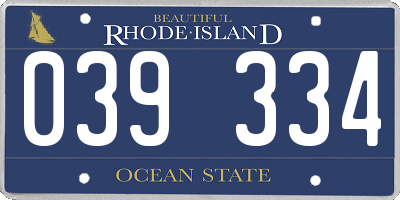 RI license plate 039334