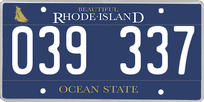 RI license plate 039337
