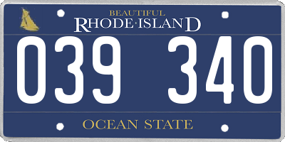 RI license plate 039340