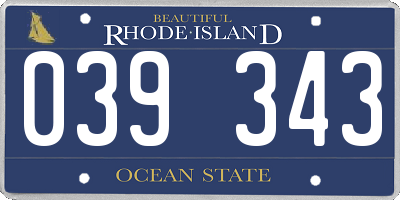 RI license plate 039343