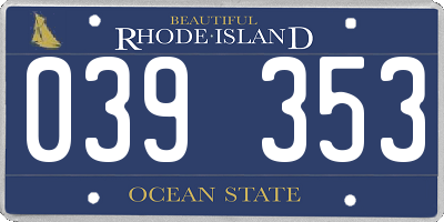 RI license plate 039353