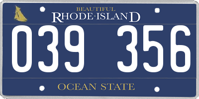 RI license plate 039356