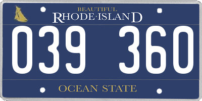 RI license plate 039360
