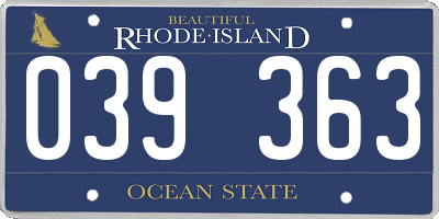 RI license plate 039363