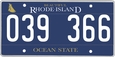 RI license plate 039366