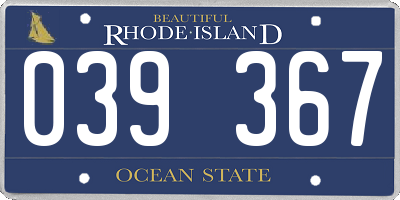 RI license plate 039367