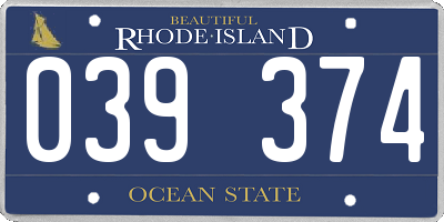 RI license plate 039374