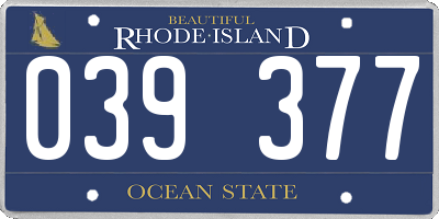 RI license plate 039377