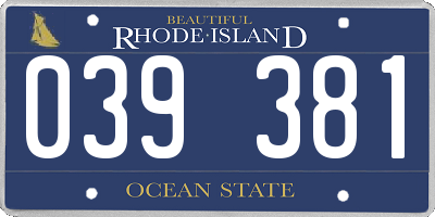 RI license plate 039381