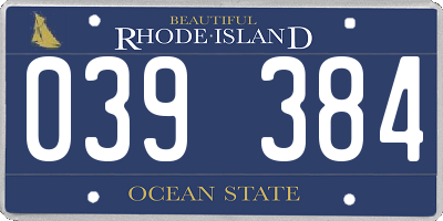RI license plate 039384