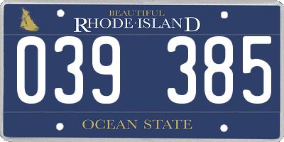 RI license plate 039385