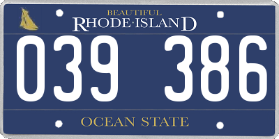 RI license plate 039386