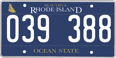 RI license plate 039388