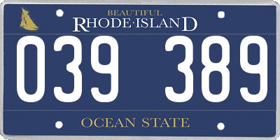 RI license plate 039389
