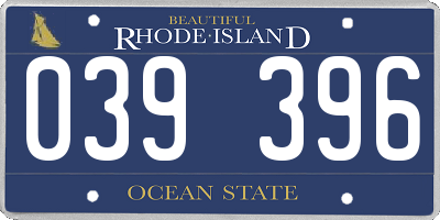 RI license plate 039396