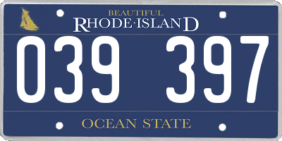 RI license plate 039397
