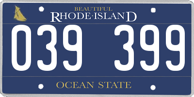 RI license plate 039399