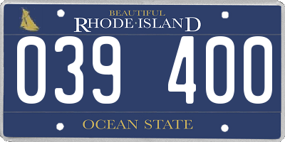 RI license plate 039400