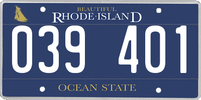 RI license plate 039401