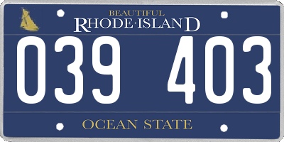 RI license plate 039403