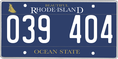 RI license plate 039404