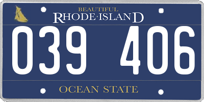 RI license plate 039406
