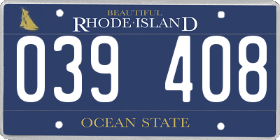 RI license plate 039408