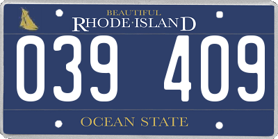 RI license plate 039409
